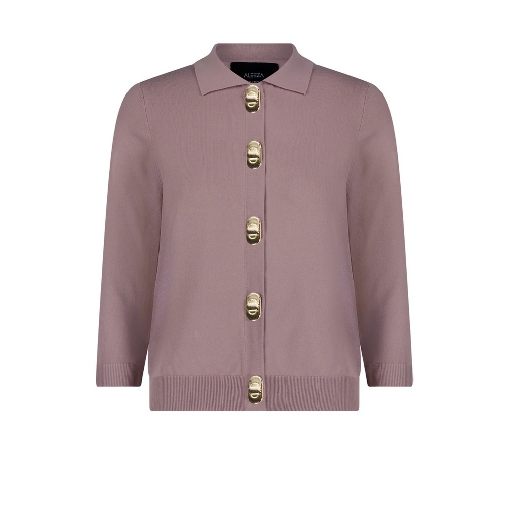 Aleza Dusty Rose Button-Front Cardigan Sweater